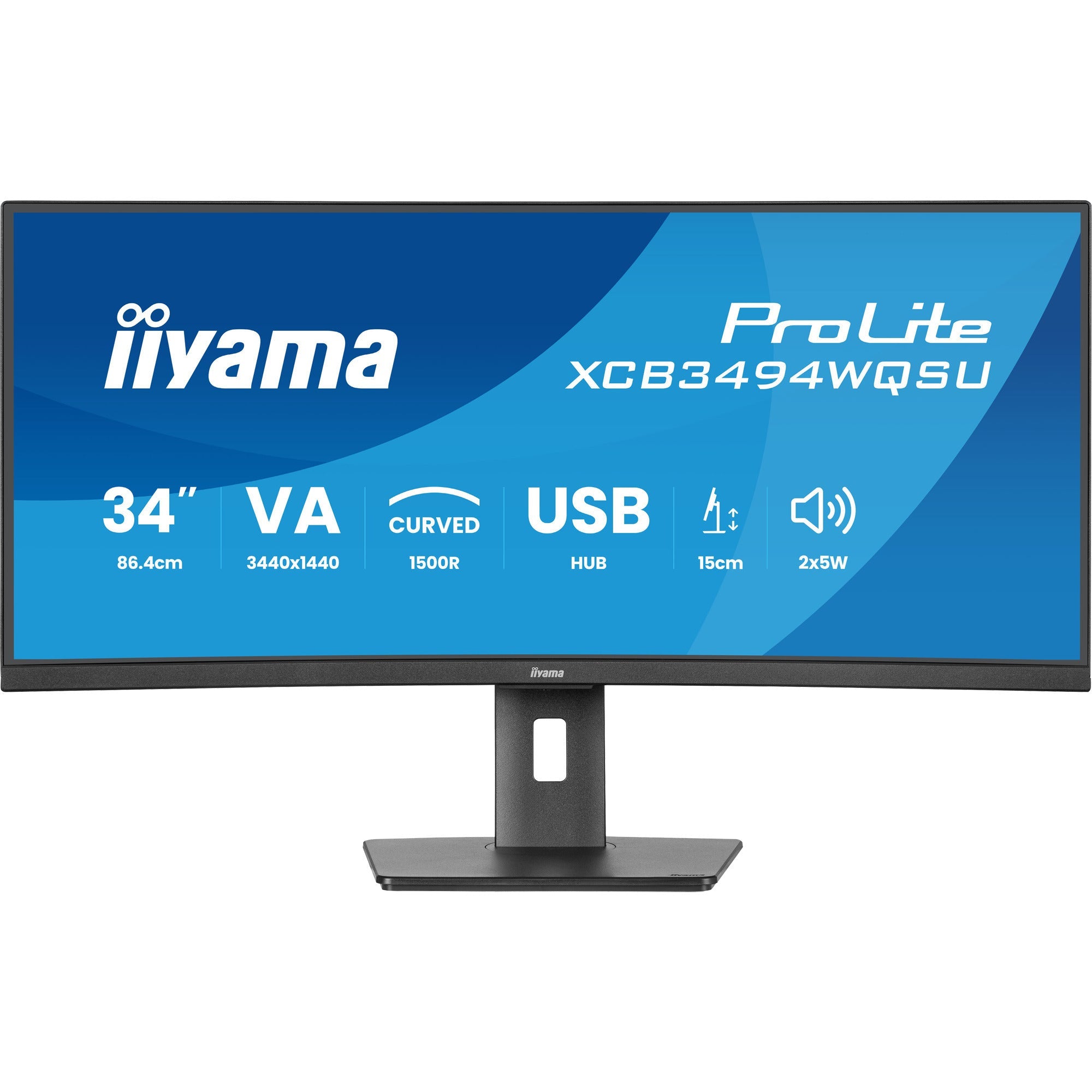 Iiyama Prolite XCB3494WQSU-B1 34 curved ultrawide monitor (black, 2x HDMI, display port, 2x USB-A, 2x USB-C)