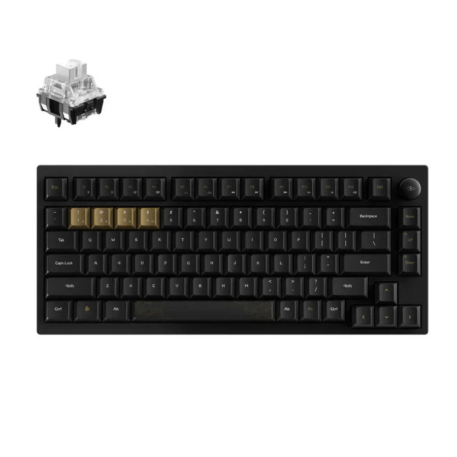 Keychron black myth wukong wireless mechanical keyboard standard edition (black, us layout (qwerty), ttc bluish white, 75%, rgb leds, non-shine-through pbt, hot swap, usb-c | 2.4 ghz | bluetooth 5.1)