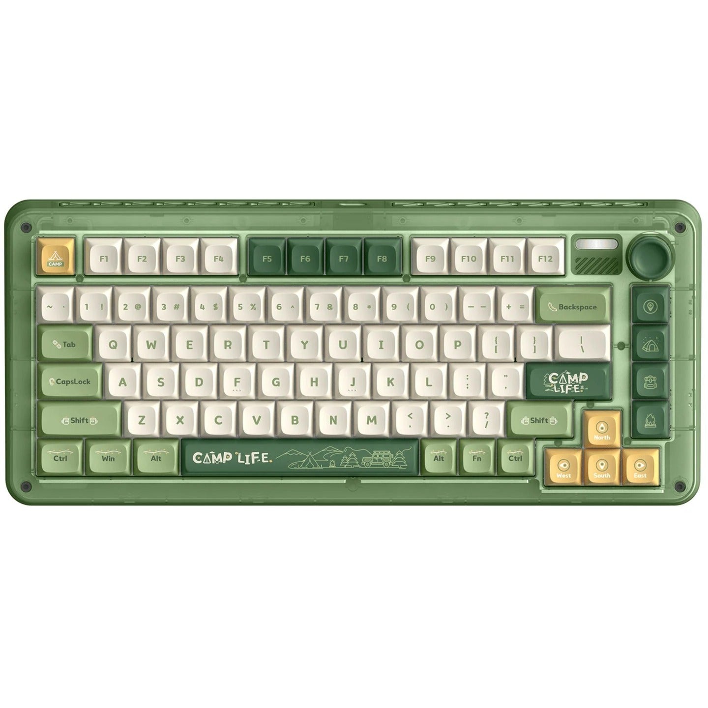 Iqunix zx75 camping wireless mechanical keyboard (green, us layout (qwerty), cherry mx silent red, 75%, rgb leds, hot-swappable, double-shot pbt, 2.4ghz | bluetooth 5.1 | usb-c)
