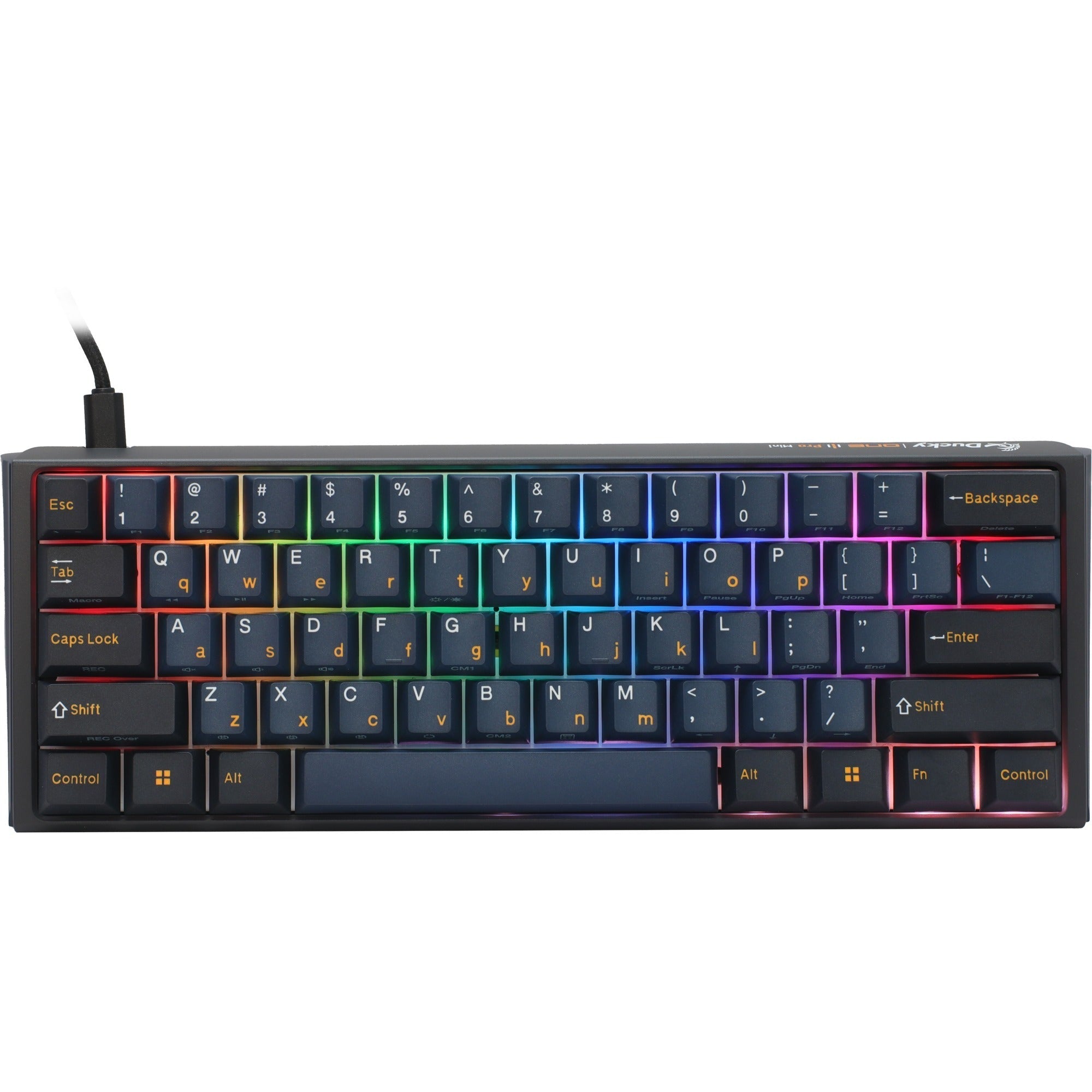 Ducky one 3 pro mini rgb mechanical gaming keyboard (black, us layout (qwerty), cherry mx2a brown, 60%, rgb led, double-shot pbt, quack mechanics, hot swap)