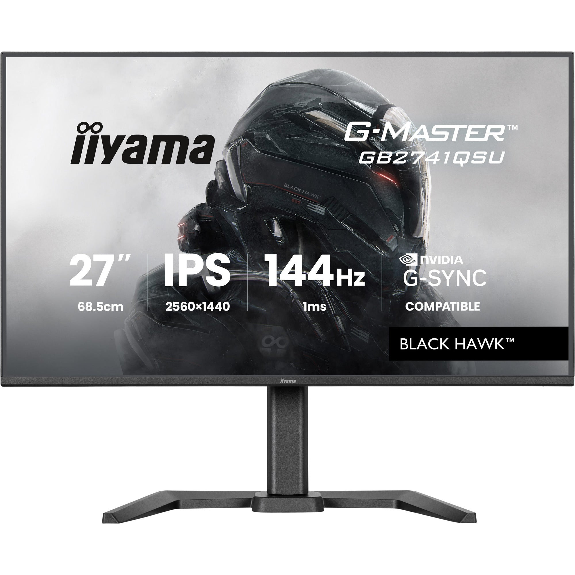 Iiyama G-Master Black Hawk GB2741QSU-B1 27 gaming monitor (black, HDMI, DisplayPort, 2x USB-A, USB-B, 144 Hz)