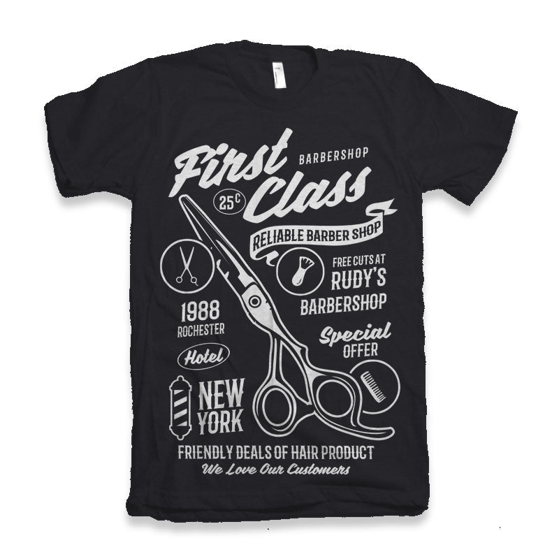 First Class Barber Men's Bamboo Viscose/Organic Cotton Short Sleeve Graphic T-Shirt