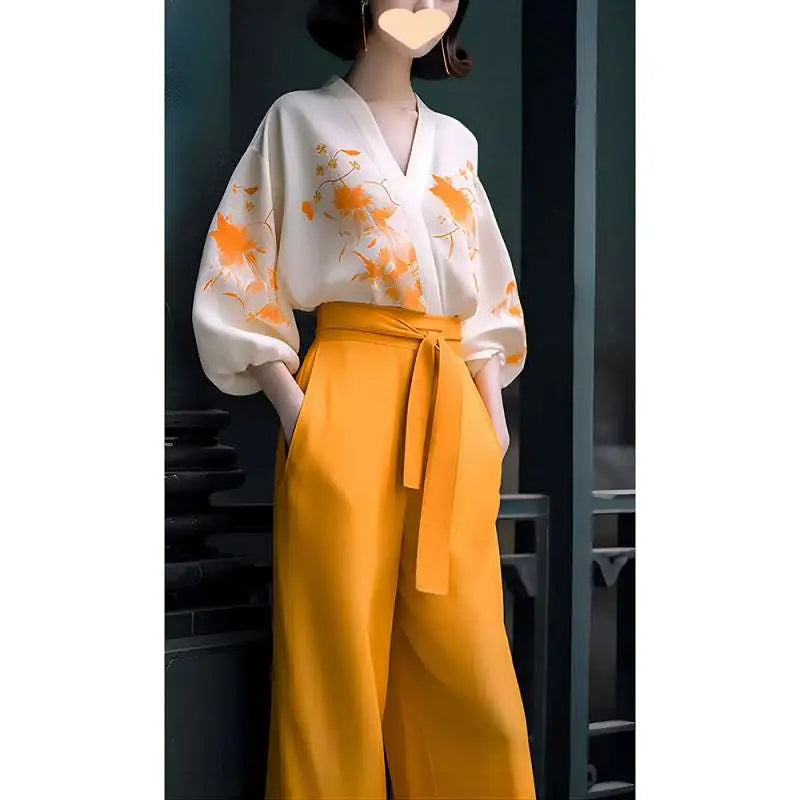 Floral Silk Slimming Wear Flab Hiding Shirt Set