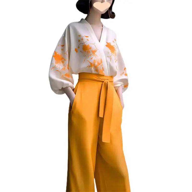 Floral Silk Slimming Wear Flab Hiding Shirt Set