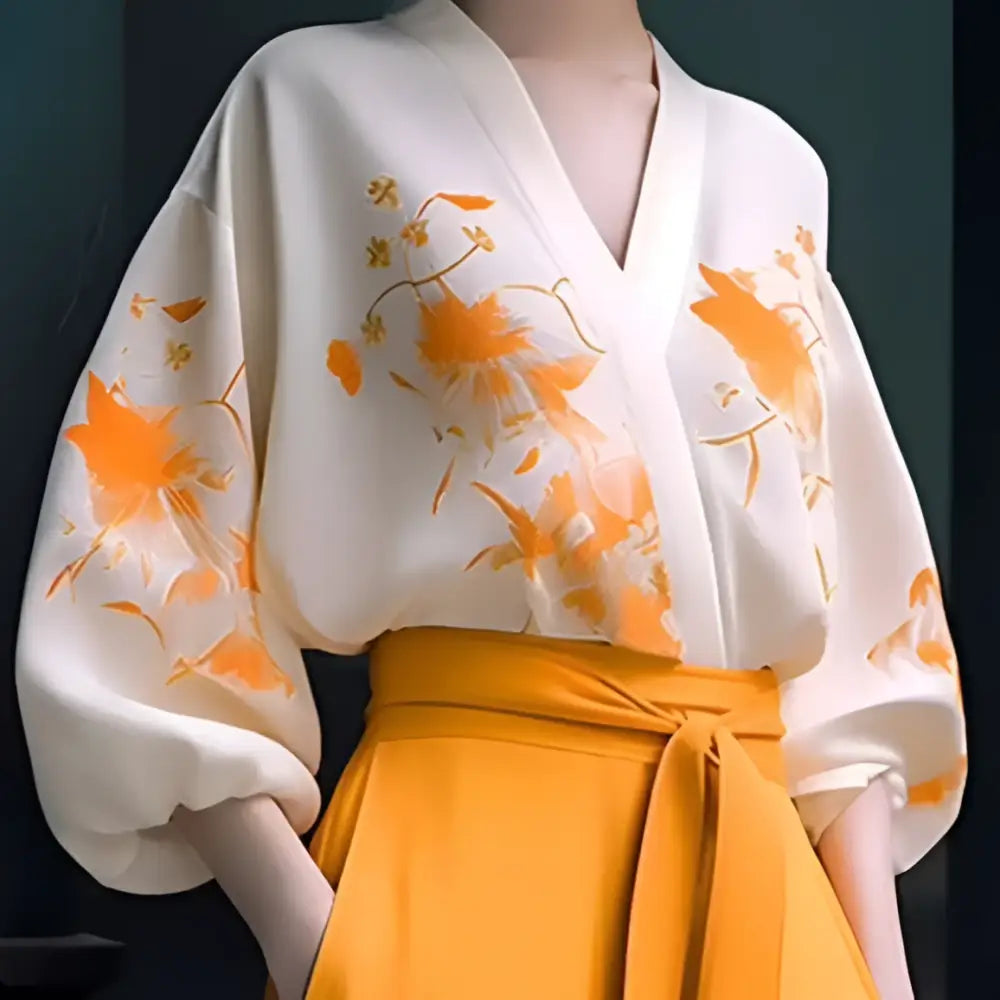 Floral Silk Slimming Wear Flab Hiding Shirt Set