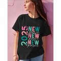 Girls 2025 New Year Print Short Sleeve T-Shirt