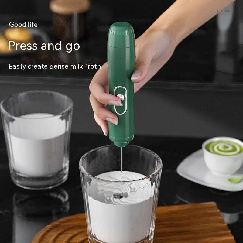 Green Handheld Battery Version Milk Frother