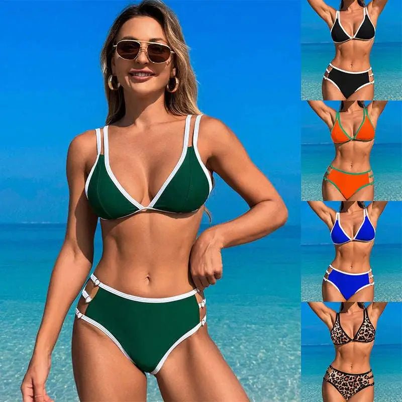 Green White Bikini Fashion Split Swimsuit