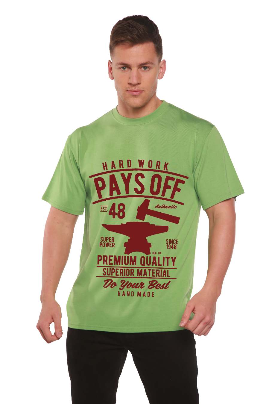 Hard Work Pays Men's Bamboo Viscose/Organic Cotton Short Sleeve Graphic T-Shirt
