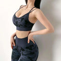 High Waist Camouflage Hip Lifting Fitness Pants Stretch Set