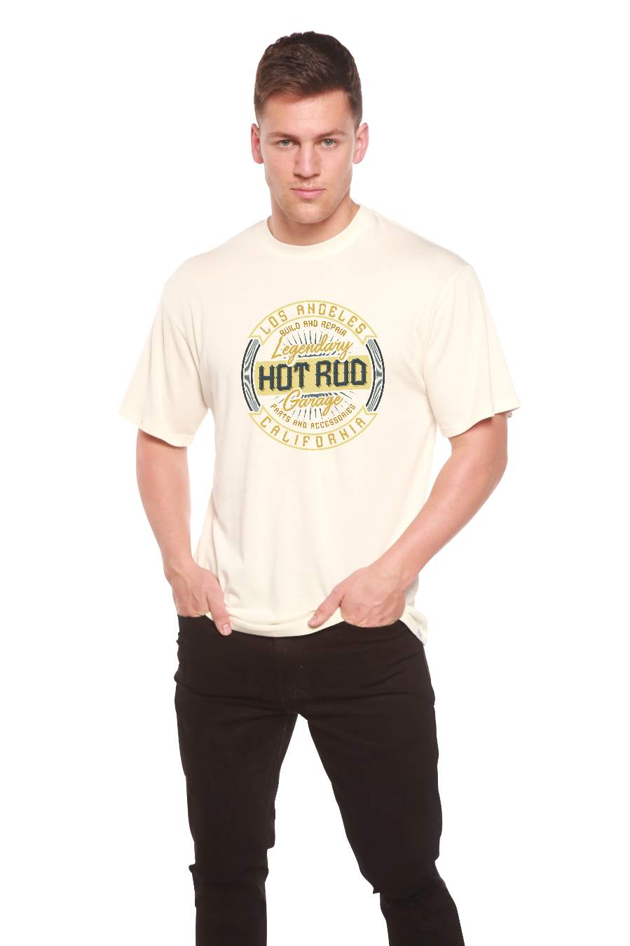 HOT ROO Men's Bamboo Viscose/Organic Cotton Short Sleeve Graphic T-Shirt
