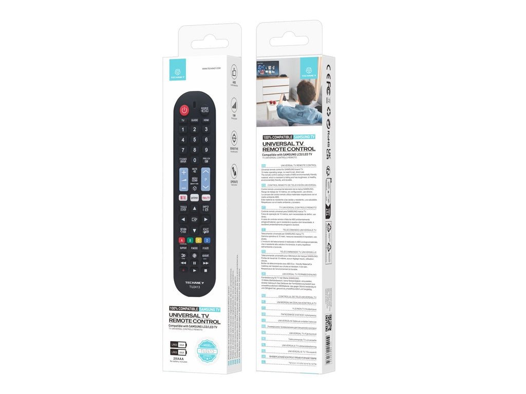 Techancy Controlo Remoto De Tv TU2413, Compatível Com Televisores Da Marca Samsung, Emparelhamento Automático Sem Configuração