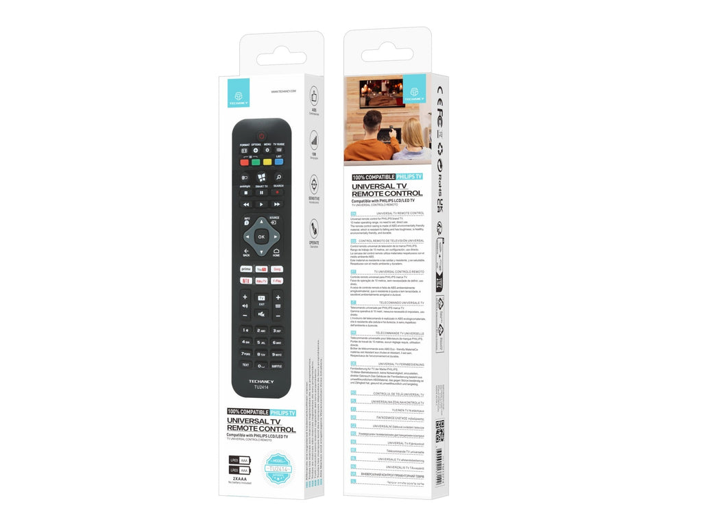 Techancy Controlo Remoto De Tv TU2414, Compatível Com Televisores Da Marca Philips, Emparelhamento Automático Sem Configuração