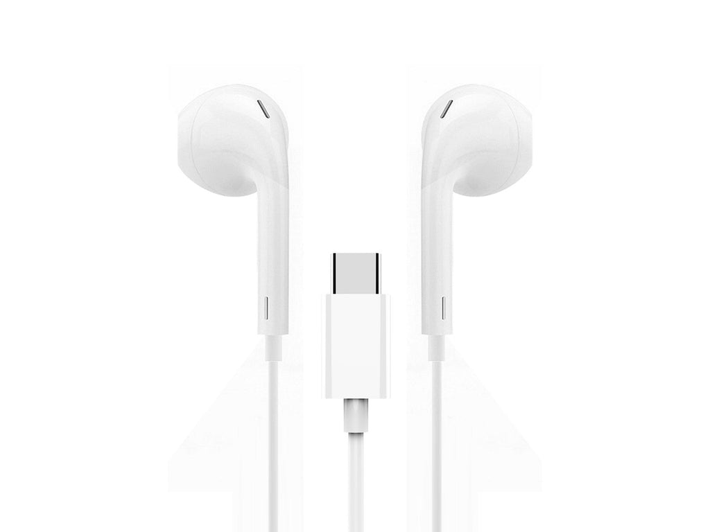 Techancy Auricular Estéreo Com Fios Type-C Branco TD8042, Chip Dsp Com Controlo De Volume Para Uma Utilização Confortável.