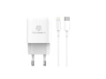 Techancy Carregador Branco De 20 W  TA2801, Compatível Com Pd E Qc3.0 Com Cabo Usb-C Branco De 1 M Para Lightning