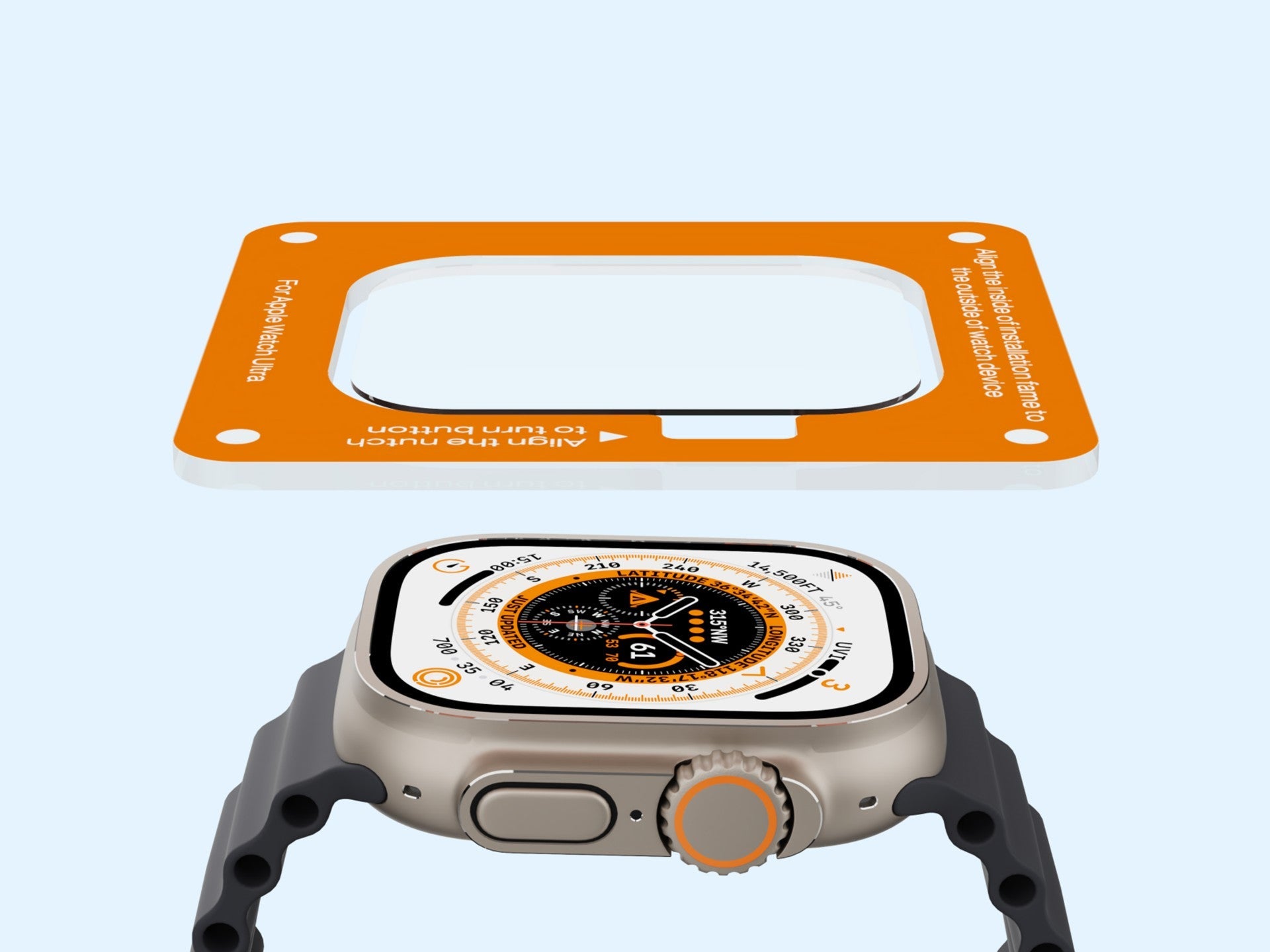 Techancy Protetor De Ecrã De Vidro Temperado KC2124, Compatível Com Apple Watch Ultra 49 Mm, Superfície Curva De 0,33 Mm.
