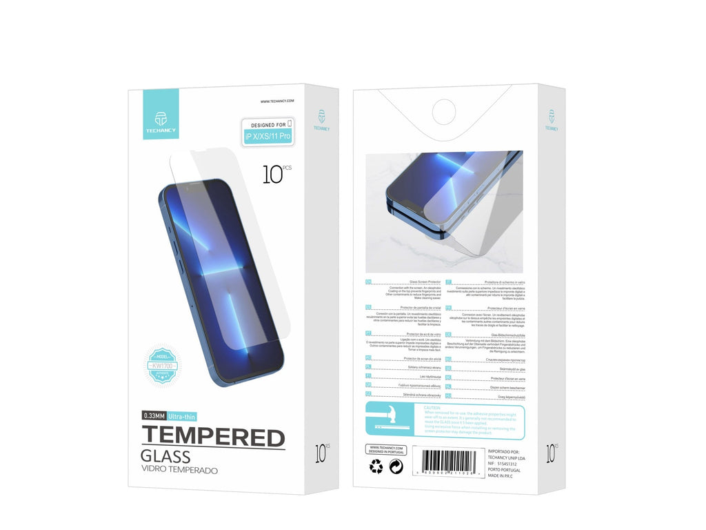 Techancy Película de Vidro Temperado  para iPhone X/Xs/11 Pro KW1700 , 0.33MM, Anti-riscos, Alta Transparência, Fácil Aplicação