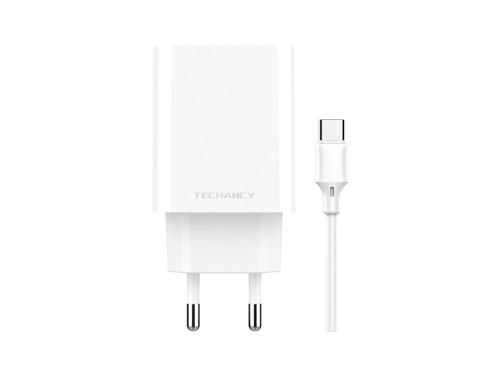 Techancy Carregador Qc3.0 18w Branco TA2803,Kit De Cabos Usb Type-C 3.0a,Compatível Com Samsung,Xiaomi,Huawei,Etc.，