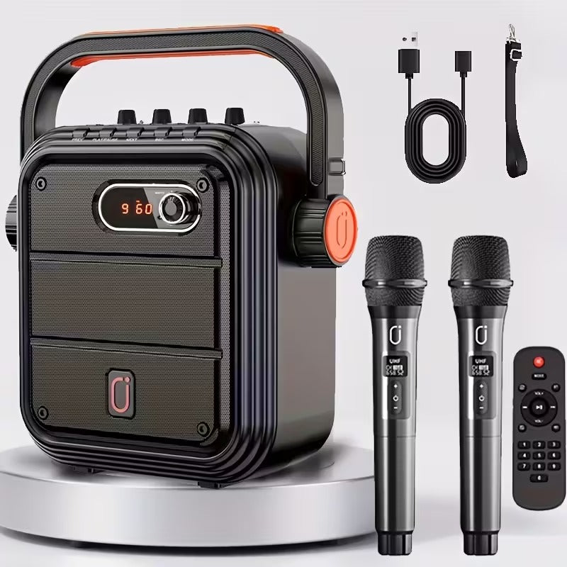 Portable Karaoke Machine with 2 Wireless Microphones