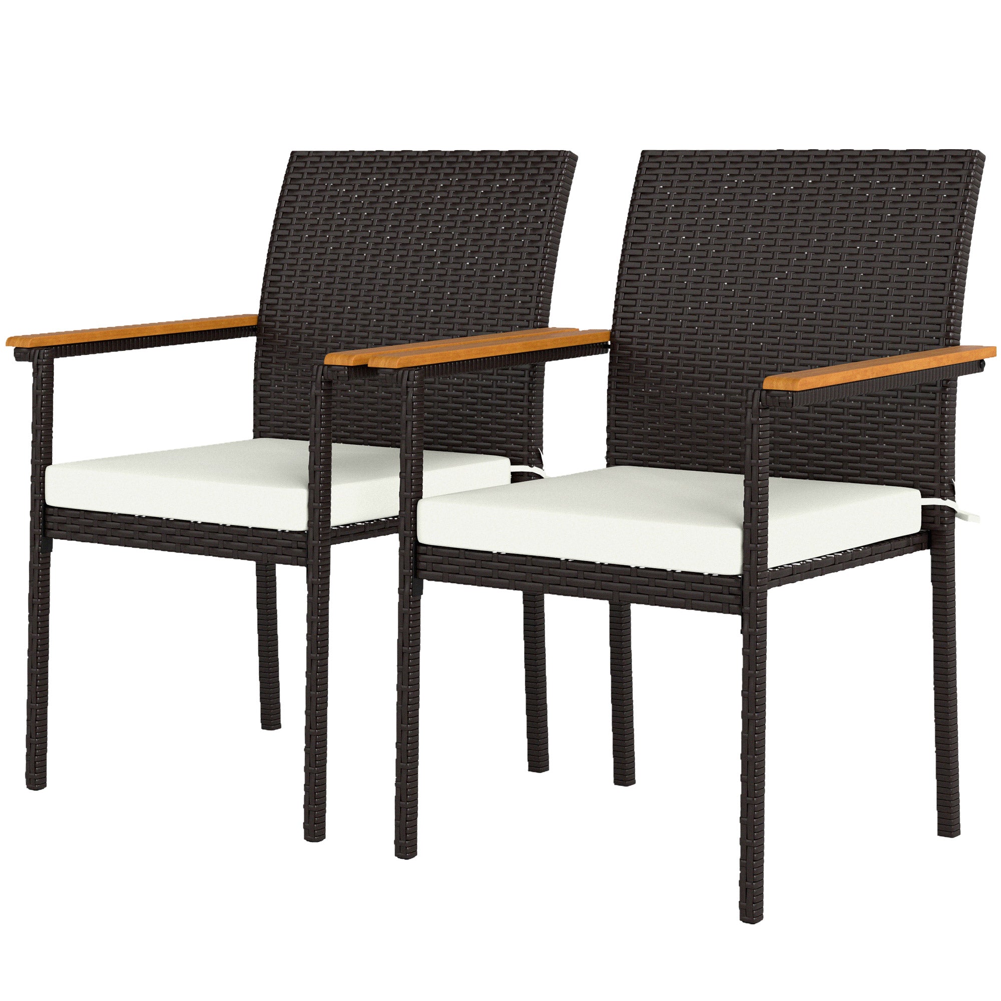 2-Piece Stackable Wicker Chair Set with Removable Cushion
