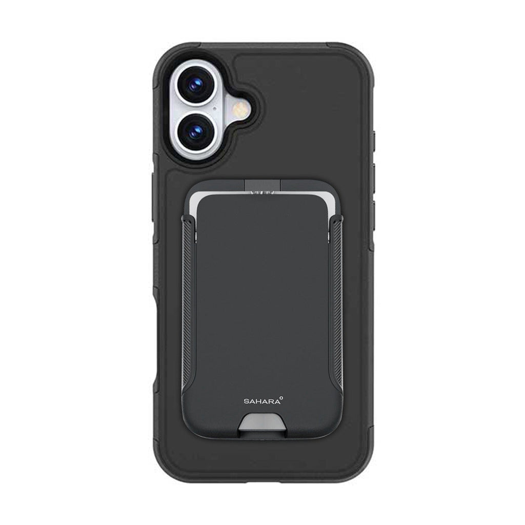 iPhone 16 Plus Rugged Wallet Case with Kickstand - MagSafe, Card Holder | Raider Series
