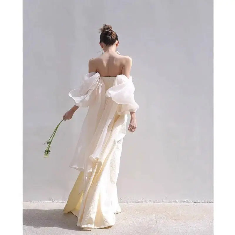 Ivory Satin Outdoor Photography Gown