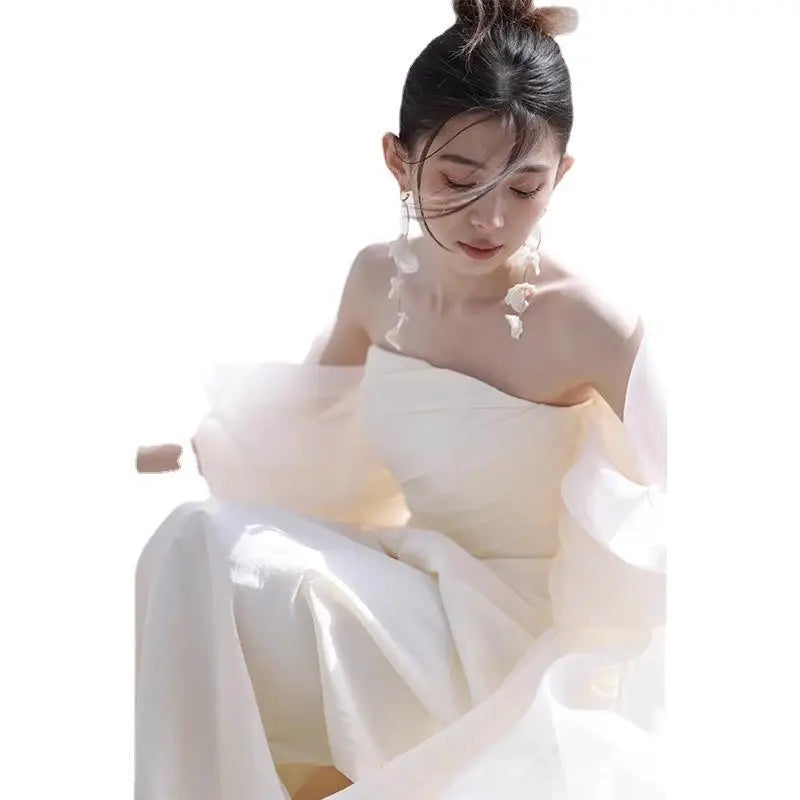 Ivory Satin Outdoor Photography Gown