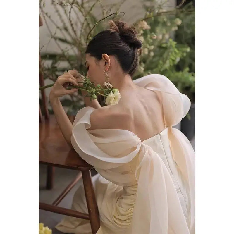 Ivory Satin Outdoor Photography Gown