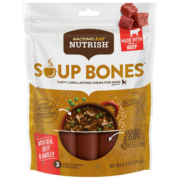Rachael Ray Nutrish Soup Bones Tasty Long-Lasting Chews for Dogs With Real Beef & Barley