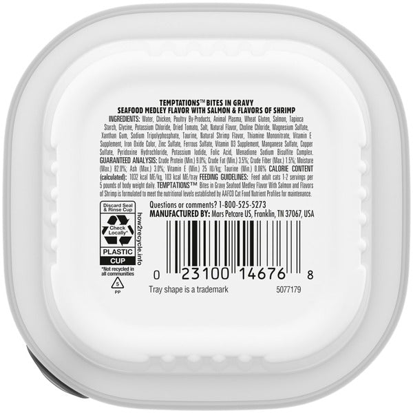 TEMPTATIONS Wet Cat Food, Seafood Medley Flavor Bites in Gravy