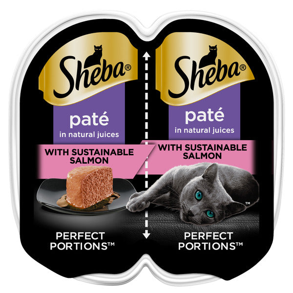 SHEBA PERFECT PORTIONS Perfect Portions Wet Cat Food Pate With Sustainable Salmon, 2.6 oz. Twin-Pack Trays