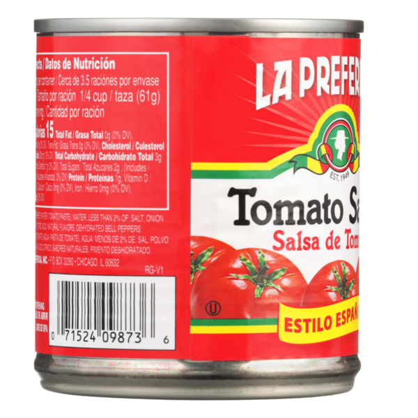 La Preferida Tomato Sauce, Spanish Style (Salsa de Tomate, Estilo Español)