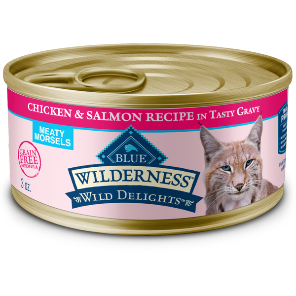 Blue Buffalo Wilderness Delights Meaty Wet Cat Food, Chicken & Salmon in  Gravy