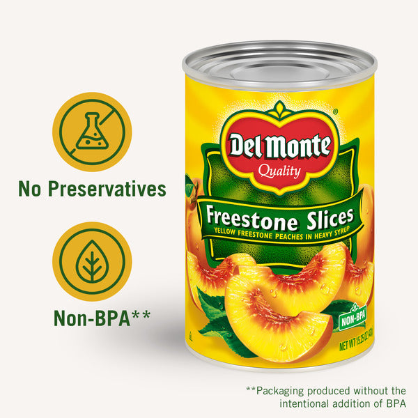 Del Monte Peaches, Freestone Slices, Yellow In Heavy Syrup