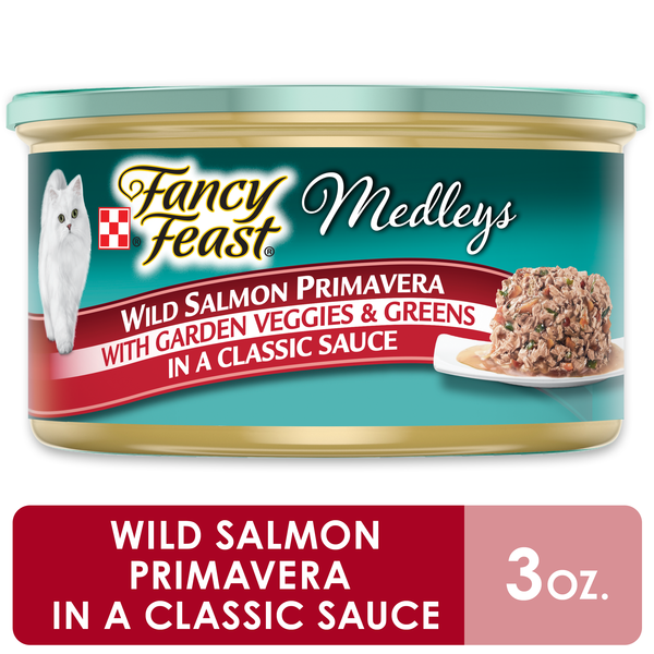 Purina Fancy Feast Wet Cat Food, Medleys Wild Salmon Primavera With Garden Veggies & Greens in Sauce