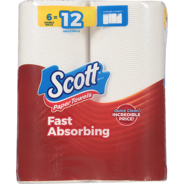 Scott One-Ply Choose-A-Sheet Fast Absorbing Double Rolls Paper Towels