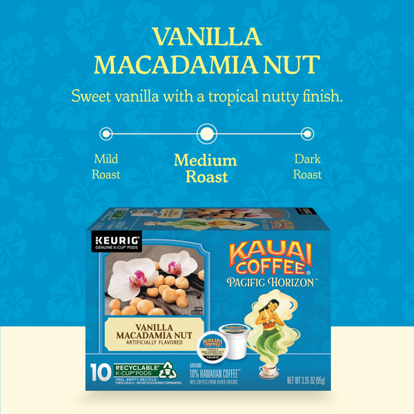 Kauai Coffee K-Cup Pods Ground Vanilla Macadamia Nut Coffee