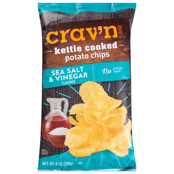 Crav'n Flavor Potato Chips, Sea Salt & Vinegar, Kettle Cooked