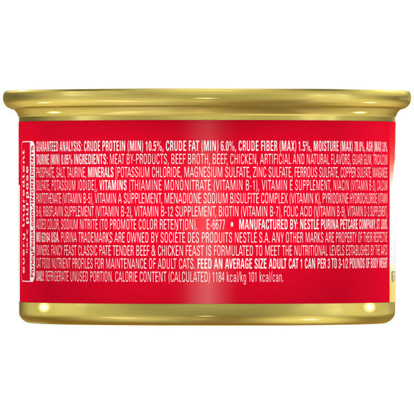 Purina Fancy Feast Tender Beef and Chicken Feast Classic Grain Free Wet Cat Food Pate