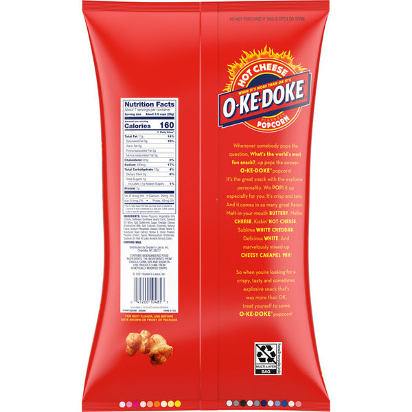 O-Ke-Doke  Hot Stuff Cheese Flavored Popcorn