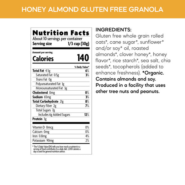 Nature's Path Organic Gluten Free Selections Honey Almond Granola with Chia