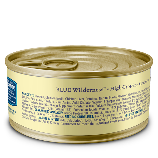 Blue Buffalo Wilderness High Protein Grain Free, Natural Adult Pate Wet Cat Food, Chicken