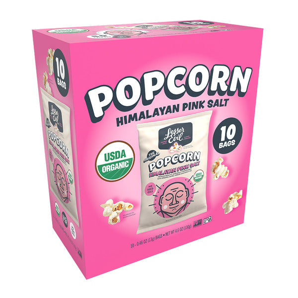 LesserEvil  Organic Popcorn, Snack Pack Box, Himalayan Pink
