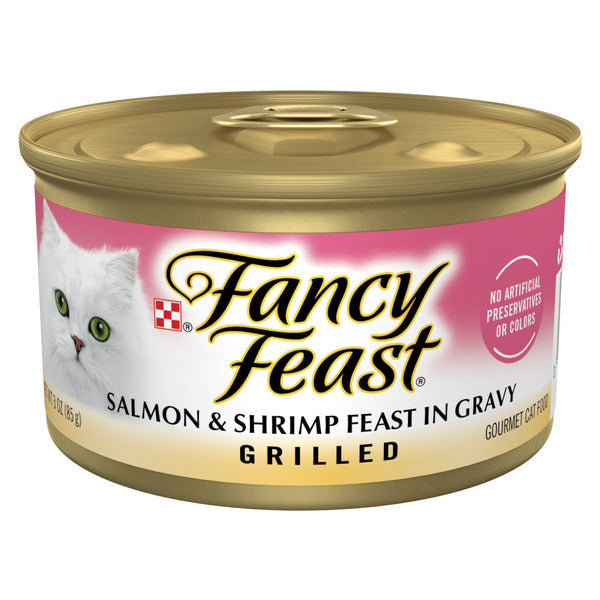 Purina Fancy Feast Grilled Wet Cat Food Salmon and Shrimp Feast in Wet Cat Food Gravy
