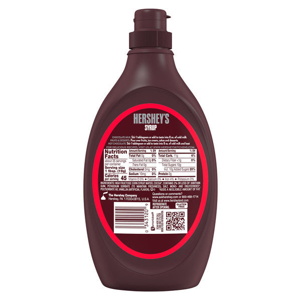 Hershey's Chocolate Flavored Syrup Bottle, 24 oz