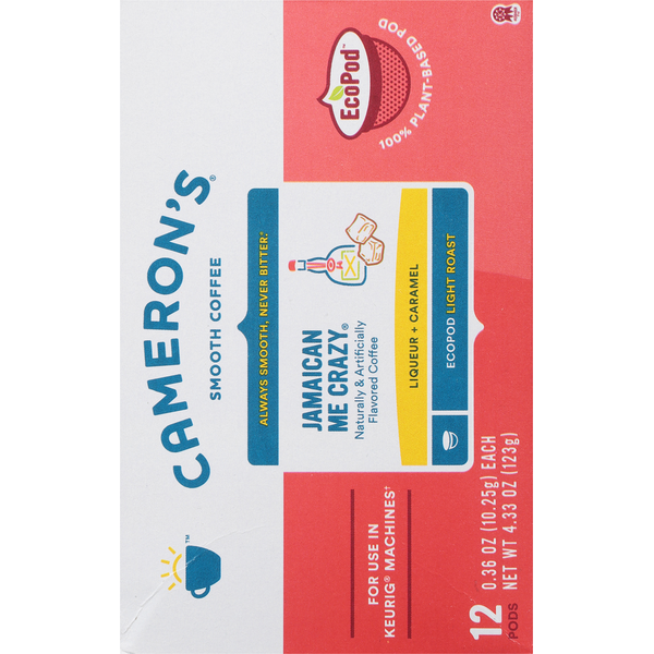 Cameron's Coffee, Smooth, Light Roast, Jamaican Me Crazy, Pods
