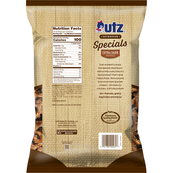 Utz Pretzels, Sourdough, Extra Dark, Specials