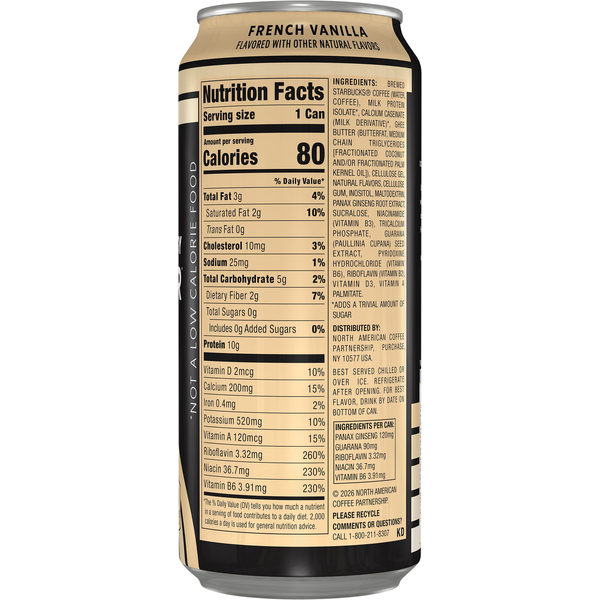 Starbucks Zero Sugar Doubleshot French Vanilla Iced Coffee Can