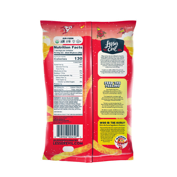 LesserEvil Cheezmos Blazin' Hot Cheddar