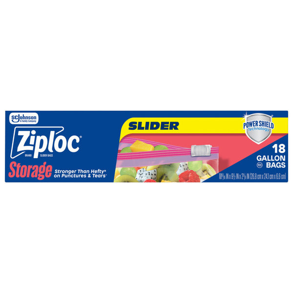 Ziploc Storage Slider Gallon Bags, Power Shield™ Technology, Expandable Bottom
